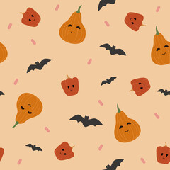 Fototapeta premium Cute halloween seamless pattern. Fabric, wallpaper, wrapping paper.