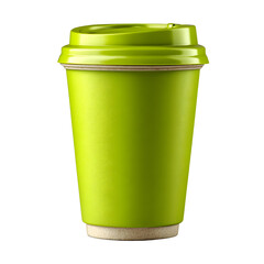 Green takeaway coffee cup isolated on transparent background