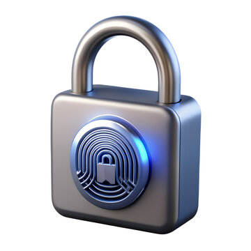 3d rendered padlock icon for security and protection, shiny metal lock with keyhole on transparent background