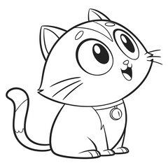 Cute kawaii cat with big round eyes