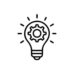innovation icon. Light bulb and cog inside. inspiration symbol. Lamp icon. Light bulb sign. idea symbol. vector illustration