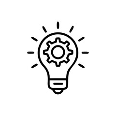 innovation icon. Light bulb and cog inside. inspiration symbol. Lamp icon. Light bulb sign. idea symbol. vector illustration