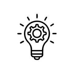 innovation icon. Light bulb and cog inside. inspiration symbol. Lamp icon. Light bulb sign. idea symbol. vector illustration