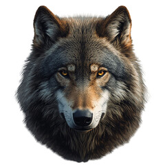 Fototapeta premium Intense gaze of a majestic wild wolf with piercing amber eyes captures primal essence