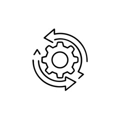 operation process icon thin line style with gearwheel, recycle engine concept, vector illustration