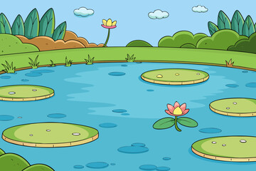 pond with flowers