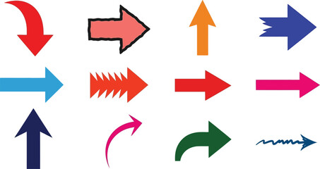 Fototapeta premium Colorful arrows vector set download various direction arrow graphics