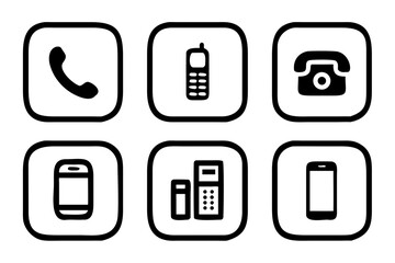 Telephone icons set. mobile phone and smartphone vector illustration isolated on white background.