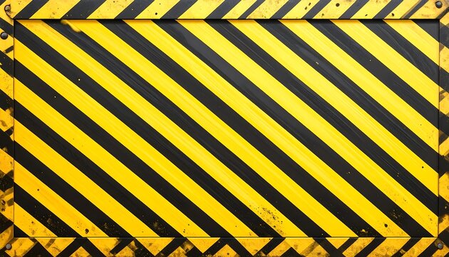 A warning sign's vibrant yellow and black diagonal stripes create a striking visual effect. - Powered by Adobe