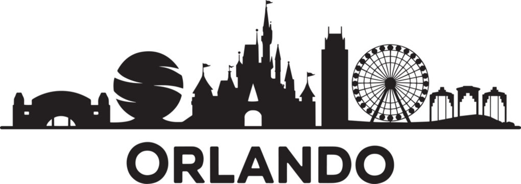 Orlando Skyline Silhouette Vector Illustration with Cityscape and Landmarks Design