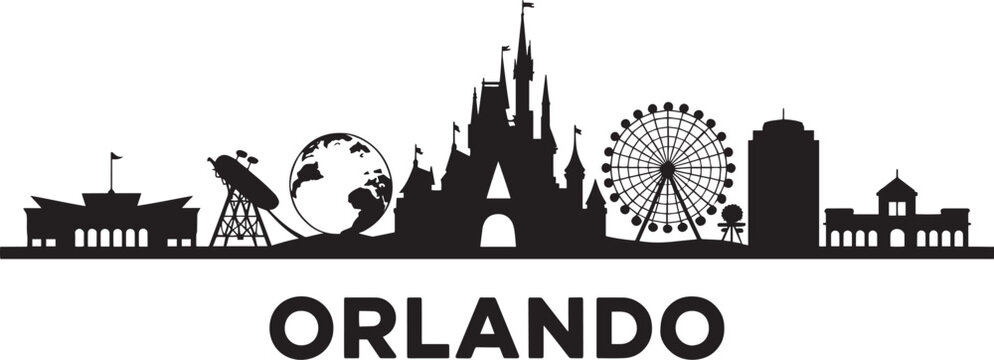 Orlando Skyline Silhouette Vector Illustration with Cityscape and Landmarks Design