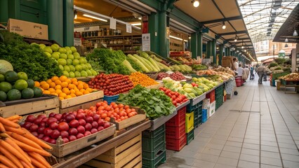 Fototapeta premium organic food market with fresh fruits and vegetable