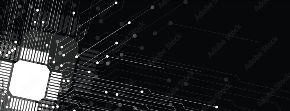 Wall mural abstract circuit technology concept background with particles