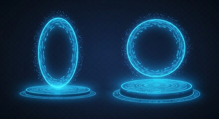 Glowing Portals Hovering Over Platforms.