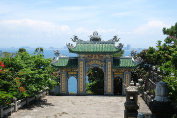 Fototapeta premium The Lady Buddha Statue the Bodhisattva of Mercy at the Linh Ung Pagoda in Danang Da Nang Vietnam.