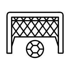 Soccer goal vector illustration for sports and recreation design with ball and net outline icon