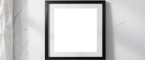 mock-up white poster with black frame, on loft background