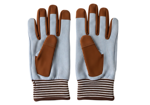 Pair of gardening gloves isolated on transparent background, studio shot, still life