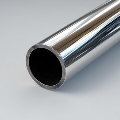 Polished Stainless Steel Tube Cross Section Showcasing a Smooth Finish and High Reflectivity, Suitable for Various Industrial and Design Applications