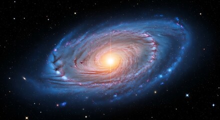 Fototapeta premium Spectacular spiral galaxy with bright center in the vastness of space