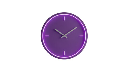 Purple clock isolated on transparent background