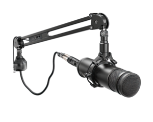 Studio microphone on adjustable boom arm