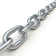 Obraz premium Chrome Chain Link 3D Render, Strength, Interconnection, Metal Texture, Security Chain, Links
