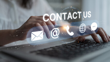 UI concept for contact us section showing icons for email, web, phone, and message. Contact and support icons help streamline business communication and improve customer contact experience. Spline