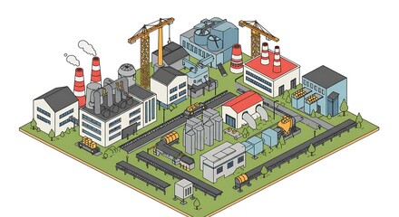 Industrial Complex Illustration.
