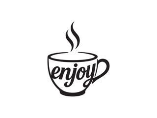 Coffee Cup Typography Vector – Enjoy Coffee