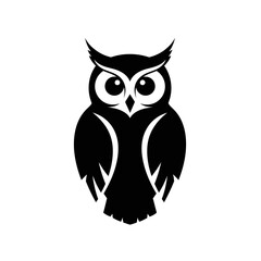 Naklejka premium Cute brown cartoon owl sitting on a branch on white background