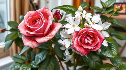 Naklejka premium Soft White Blossoms Blooming in Simple Vase 