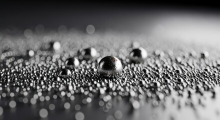 Macro shot of fine metal powder particles used in powderbed fusion additive manufacturing for cryogenic fuel valve manufacturing.