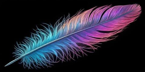 Fototapeta premium Pastel Rainbow Feather Single Feather Macro Photography, Digital Art, Dreamy, Colorful, Feather, Macro, Digital Art Rainbow Feather