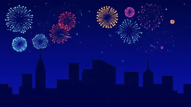 New Year 2026 Fireworks Celebration Vector Illustration