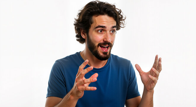 Enthusiastic businessman gesturing energetically during an online presentation discussing e-commerce strategies and growth opportunities for modern enterprises