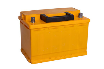 Yellow car battery isolated on transparent background