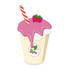 3D Isometric Flat Vector Set of Refreshing Drinks, Strawberry Drinks In An Elegant Arrangement For Enjoying Alone Or With Friends. Item 3