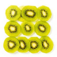 Fresh kiwi slices arranged in a square pattern