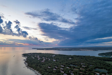 Fototapeta premium Sunset clouds over the Adriatic coast. Istria, Croatia.