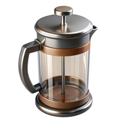 3d french press coffee maker isolated on transparent background