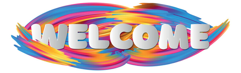 Obraz premium Stylish bright creative text WELCOME on white background - Vector illustration
