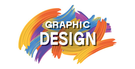 Stylish bright creative text GRAPHIC DESIGN on white background - Vector illustration