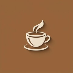 Obraz premium Coffee cup icon on brown background, coffee logo