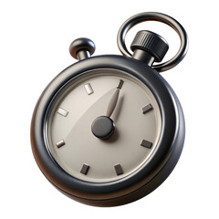 3d stopwatch with classic design isolated on transparent background