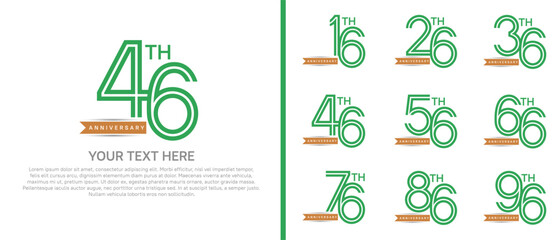 logo anniversary set. green color with brown ribbon on white background for special event