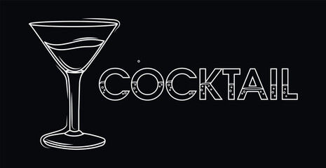 Logo word COCKTAIL stylized as trendy drinks - Vector illustration
