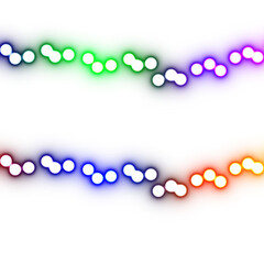 Colorful glowing neon light dots wave set with bright bokeh effect decoration PNG
