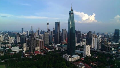 Obraz premium Panoramic cityscape view of a modern metropolis