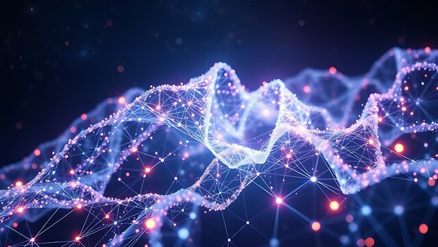 Glowing quantum particles forming intricate fractal patterns in a cosmic void, symbolizing cryptography.